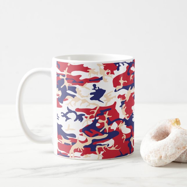 4th of July, Independence day, Camouflage Beige Coffee Mug (With Donut)