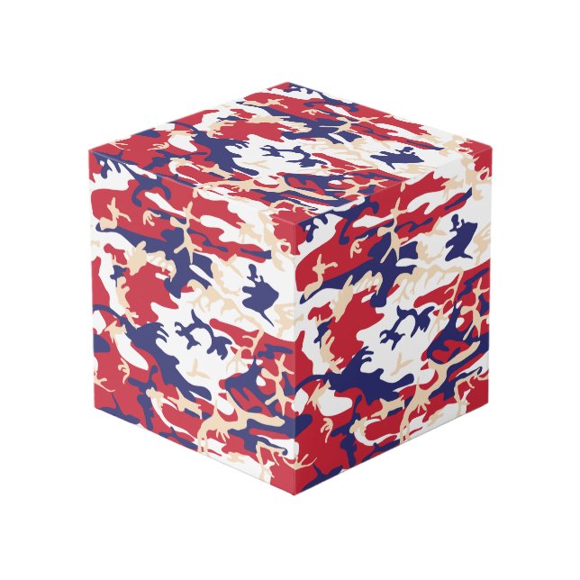 4th of July, Independence day, Camouflage Beige Cube (Front Angled)