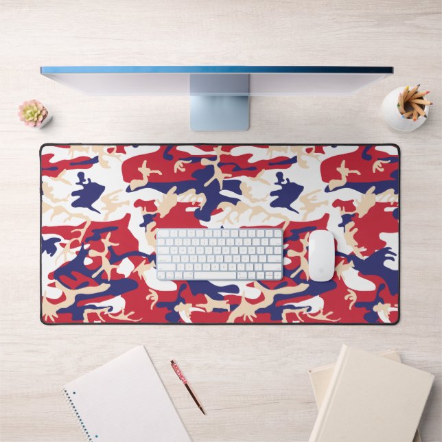 4th of July, Independence day, Camouflage Beige Desk Mat (Office 1)