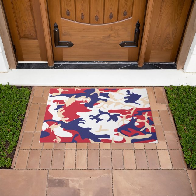 4th of July, Independence day, Camouflage Beige Doormat (Outdoor)