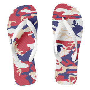 4th of July, Independence day, Camouflage Beige Flip Flops