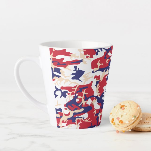 4th of July, Independence day, Camouflage Beige Latte Mug (In Situ)