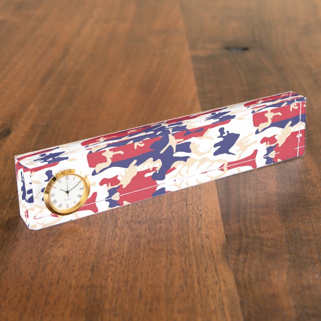 4th of July, Independence day, Camouflage Beige Nameplate (Side)