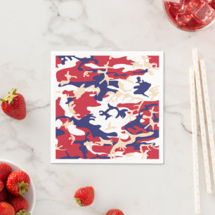 4th of July, Independence day, Camouflage Beige Napkin