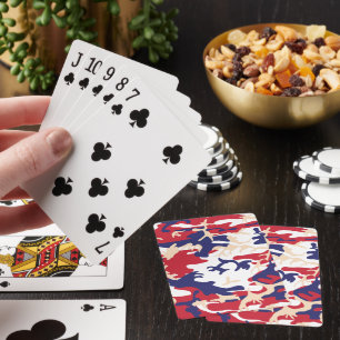 4th of July, Independence day, Camouflage Beige Playing Cards