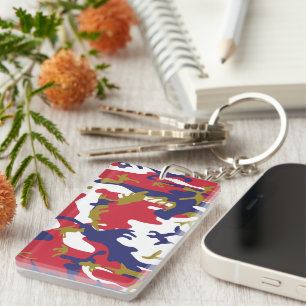 4th of July, Independence day, Camouflage Gold Key Ring