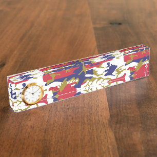 4th of July, Independence day, Camouflage Gold Nameplate