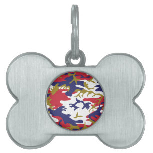 4th of July, Independence day, Camouflage Gold Pet ID Tag