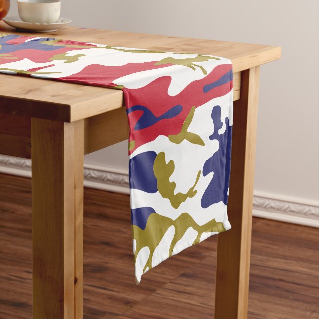 4th of July, Independence day, Camouflage Gold Short Table Runner (In Situ)
