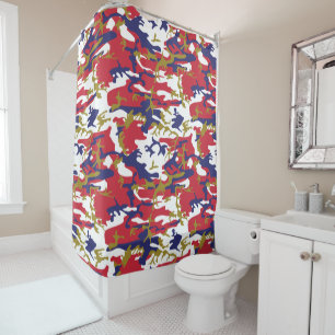 4th of July, Independence day, Camouflage Gold Shower Curtain