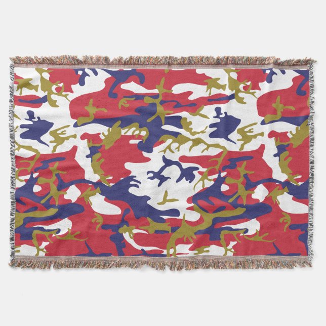 4th of July, Independence day, Camouflage Gold Throw Blanket (Front)
