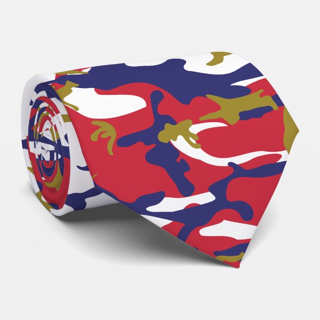 4th of July, Independence day, Camouflage Gold Tie (Rolled)