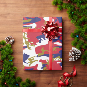 4th of July, Independence day, Camouflage Gold Wrapping Paper