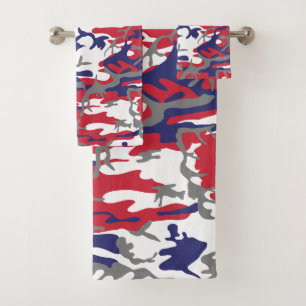 4th of July, Independence day, Camouflage Grey Bath Towel Set