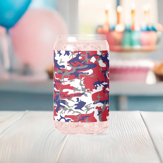4th of July, Independence day, Camouflage Grey Can Glass (Insitu (Baby Shower))