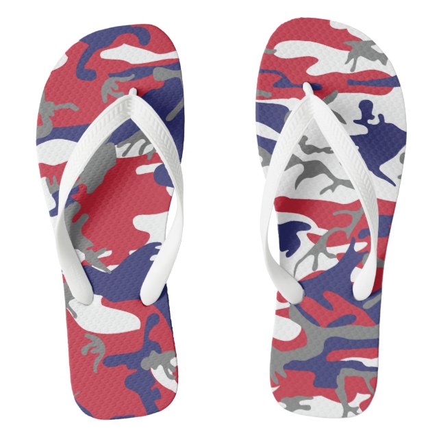 4th of July, Independence day, Camouflage Grey Flip Flops (Footbed)