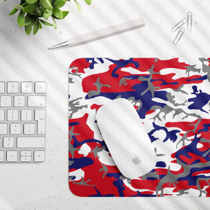 4th of July, Independence day, Camouflage Grey Mouse Mat