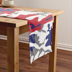 4th of July, Independence day, Camouflage Grey Short Table Runner