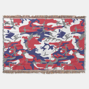 4th of July, Independence day, Camouflage Grey Throw Blanket