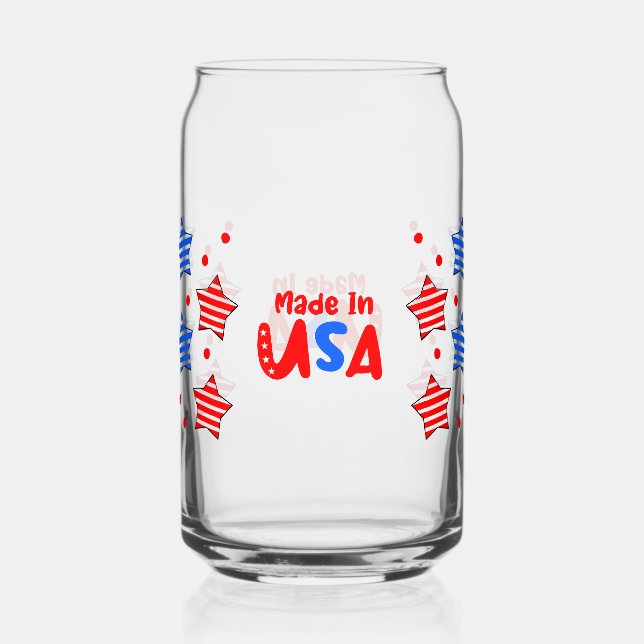 4th of July Independence Day Can Glass (Front)