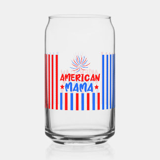 4th of July Independence Day Can Glass