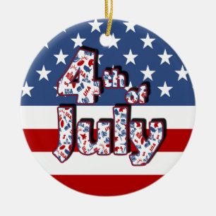 4th of July Independence Day Ceramic Tree Decoration