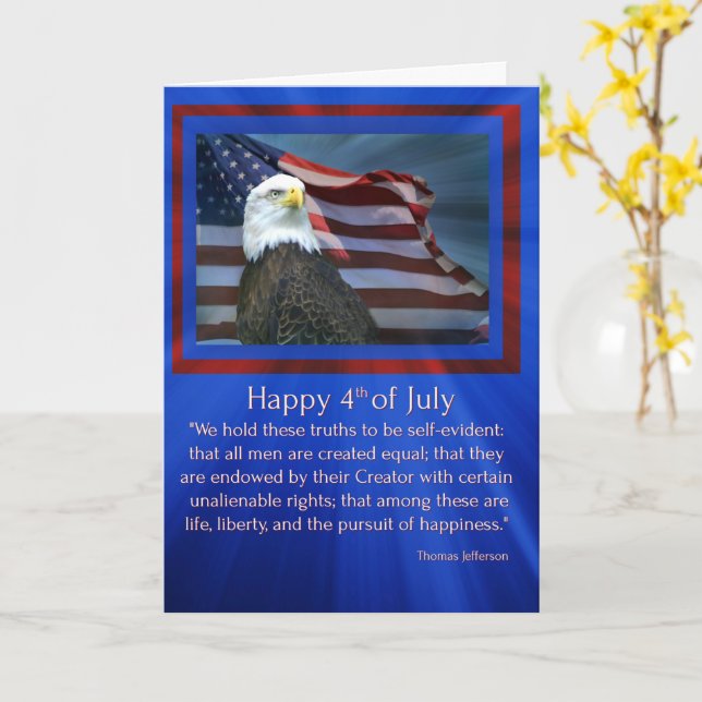 4th of July Independence Day Eagle and Flag Card (Yellow Flower)