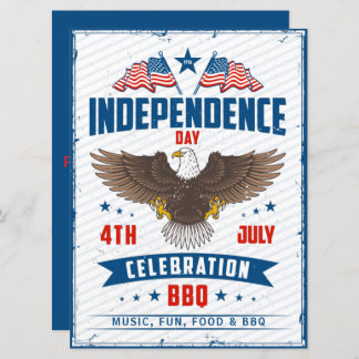 4th of July Independence day eagle BBQ party Invitation