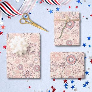 4th of July Independence Day Firecrackers Pattern Wrapping Paper Sheet