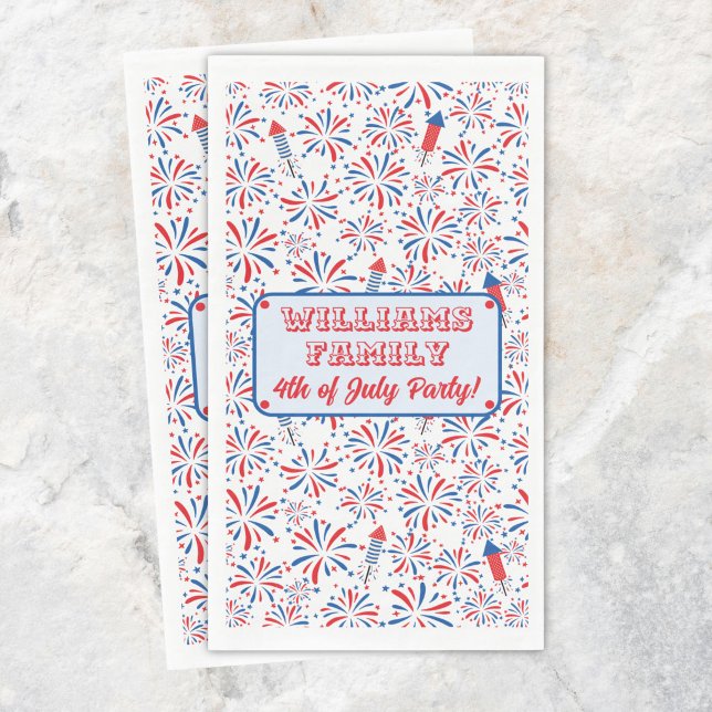 4th of July Independence Day Firework Personalised Napkin (Creator Uploaded)