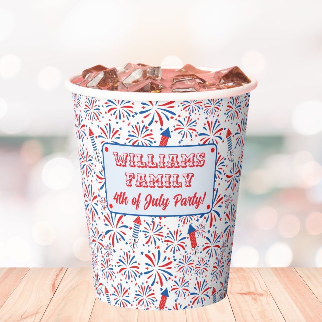 4th of July Independence Day Firework Personalised Paper Cups (Creator Uploaded)