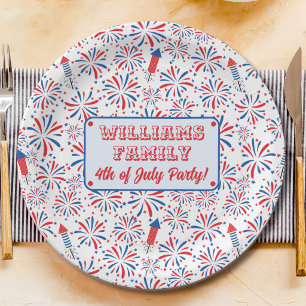 4th of July Independence Day Firework Personalised Paper Plate