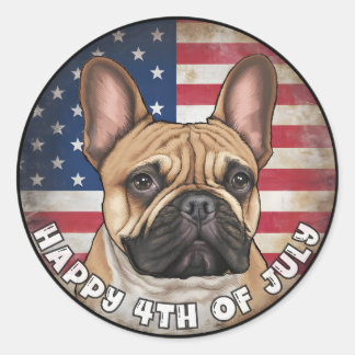 4th of July Independence Day French Bulldog Circle Classic Round Sticker