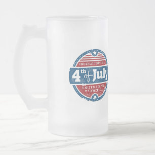 4th of july independence day frosted glass beer mug