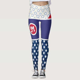 4th of July Independence day monogram Leggings