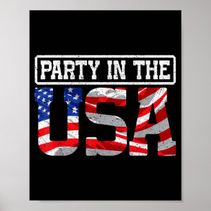 4th of July Independence Day Party in the USA Flag Poster