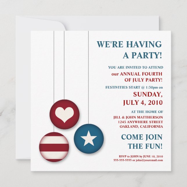 4th of July Independence Day | Party Invitations (Front)