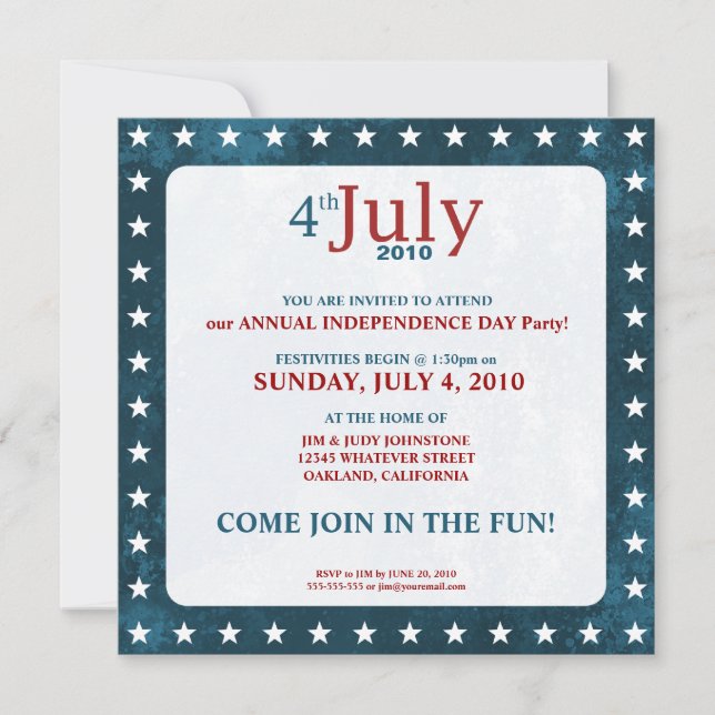 4th of July Independence Day | Party Invitations (Front)