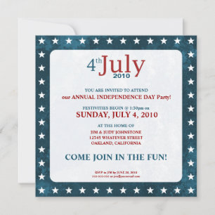 4th of July Independence Day   Party Invitations