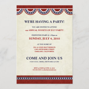 4th of July Independence Day Party Invitations