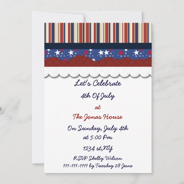 4th of july independence day party invites (Front)