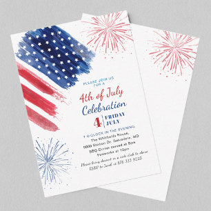 4th of July Independence Day Party Red White Blue Card