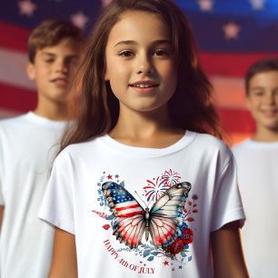 4th of July Independence day Patriotic Butterfly T-Shirt
