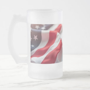 4th of July Independence Day Patriotic Design Frosted Glass Beer Mug