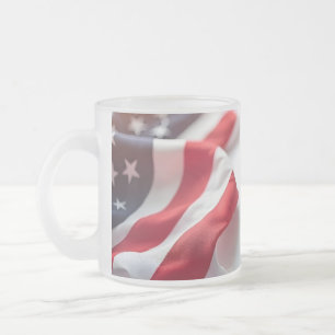 4th of July Independence Day Patriotic Design Frosted Glass Coffee Mug