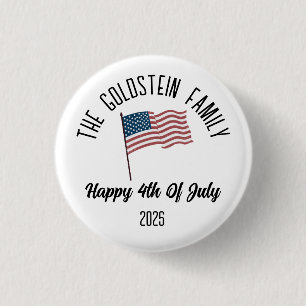 4th of July Independence Day Personalised Name 3 Cm Round Badge