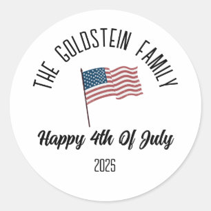 4th of July Independence Day Personalised Name Classic Round Sticker