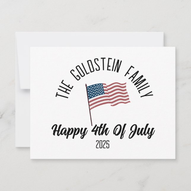 4th of July Independence Day Personalised Name Holiday Card (Front)