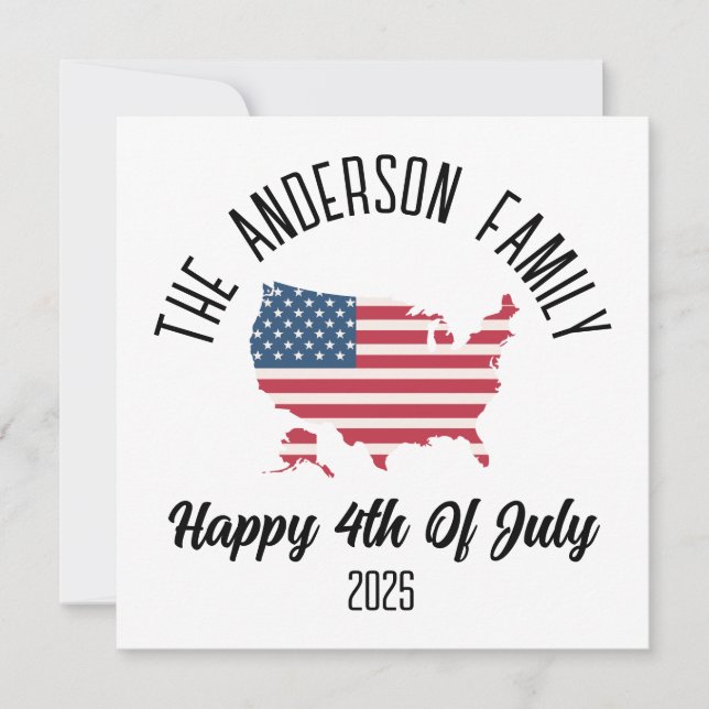 4th of July Independence Day Personalised Name Holiday Card (Front)