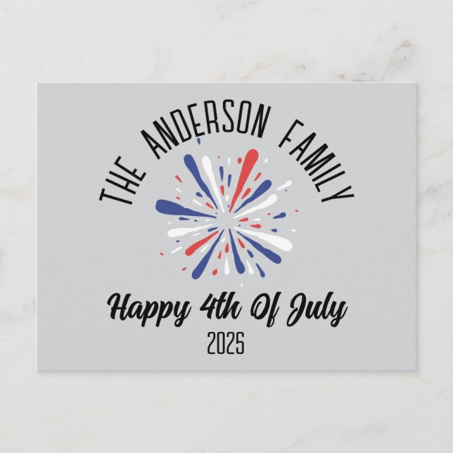 4th of July Independence Day Personalised Name Holiday Postcard (Front)